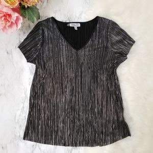 💕 Jennifer Lopez Silver and Black Tropez Gateway Blouse Top Women's Size Small